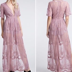 Embroidered lace maxi dress by Honey Punch